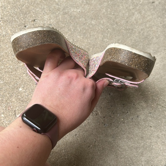 Cat & Jack rainbow glitter slide sandals girls size 4 - Picture 7 of 9